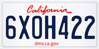 CA license plate 6XOH422
