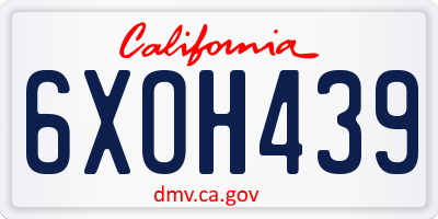 CA license plate 6XOH439