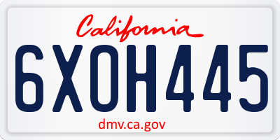 CA license plate 6XOH445