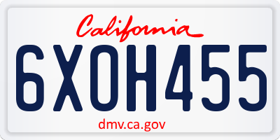 CA license plate 6XOH455