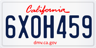 CA license plate 6XOH459