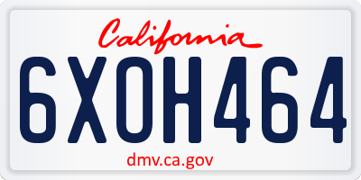 CA license plate 6XOH464