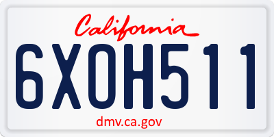 CA license plate 6XOH511