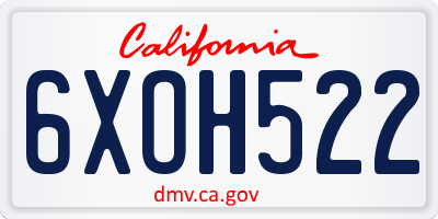 CA license plate 6XOH522