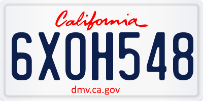 CA license plate 6XOH548