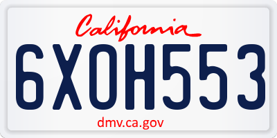 CA license plate 6XOH553