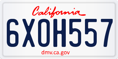 CA license plate 6XOH557