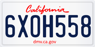 CA license plate 6XOH558