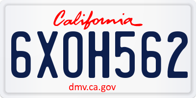 CA license plate 6XOH562