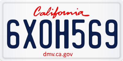 CA license plate 6XOH569