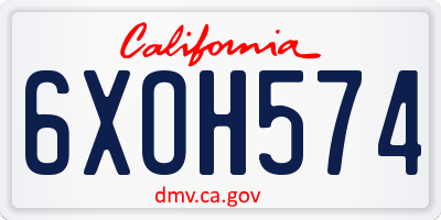 CA license plate 6XOH574
