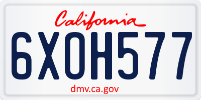 CA license plate 6XOH577