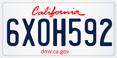 CA license plate 6XOH592