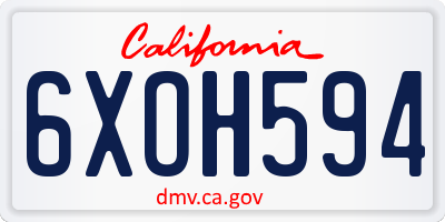 CA license plate 6XOH594
