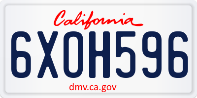 CA license plate 6XOH596