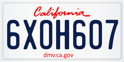 CA license plate 6XOH607