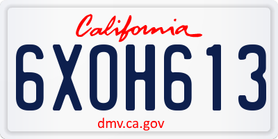 CA license plate 6XOH613
