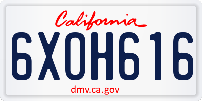 CA license plate 6XOH616