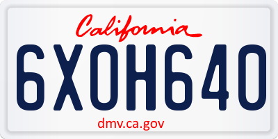 CA license plate 6XOH640