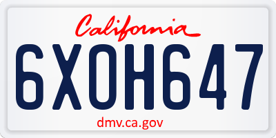 CA license plate 6XOH647