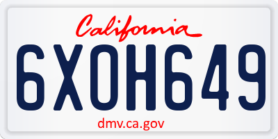 CA license plate 6XOH649