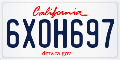 CA license plate 6XOH697
