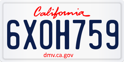 CA license plate 6XOH759