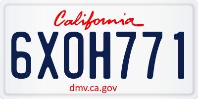 CA license plate 6XOH771