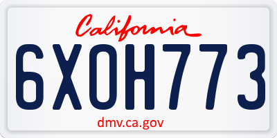 CA license plate 6XOH773