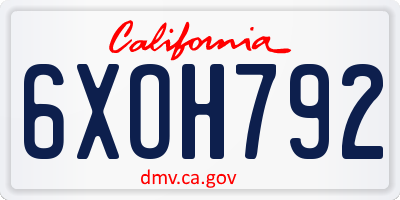 CA license plate 6XOH792