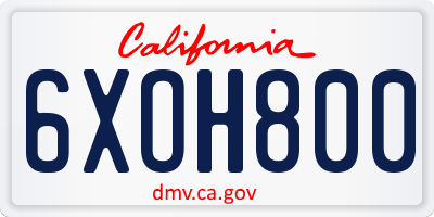 CA license plate 6XOH800