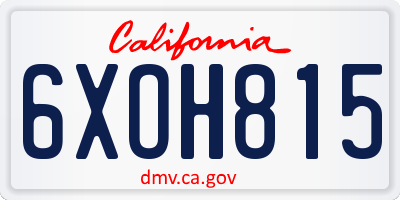 CA license plate 6XOH815