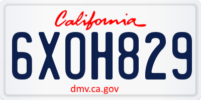 CA license plate 6XOH829