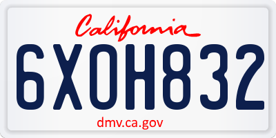 CA license plate 6XOH832