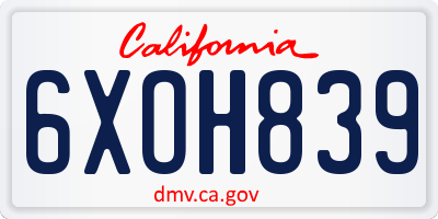 CA license plate 6XOH839