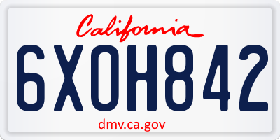 CA license plate 6XOH842