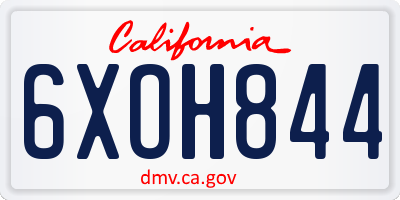 CA license plate 6XOH844