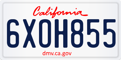 CA license plate 6XOH855