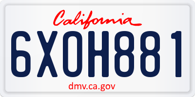 CA license plate 6XOH881