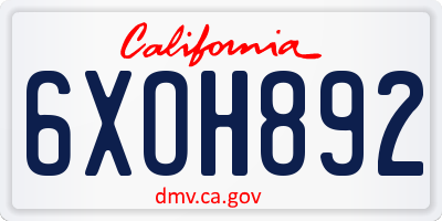 CA license plate 6XOH892