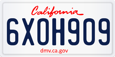 CA license plate 6XOH909