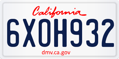 CA license plate 6XOH932