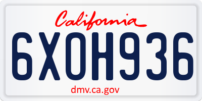 CA license plate 6XOH936
