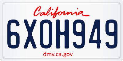 CA license plate 6XOH949