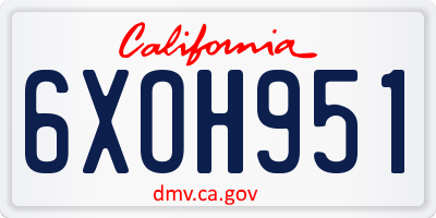CA license plate 6XOH951