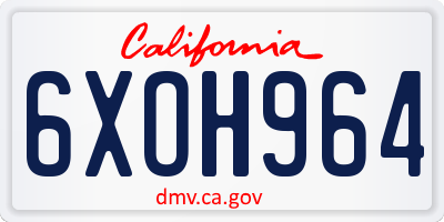 CA license plate 6XOH964