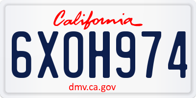 CA license plate 6XOH974