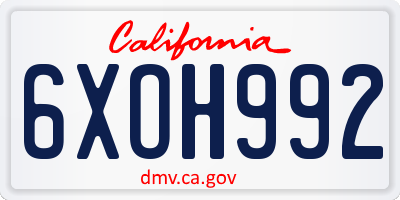CA license plate 6XOH992
