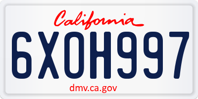 CA license plate 6XOH997