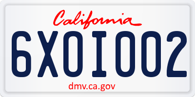 CA license plate 6XOI002